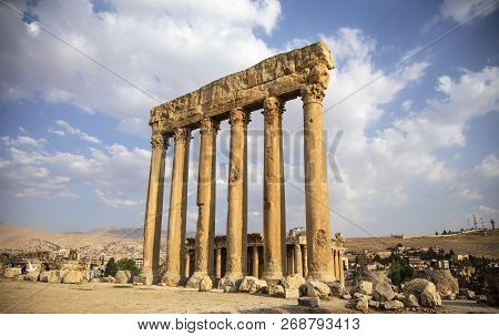Roman Ruins Of Ancient Heliopolis. Baalbek, Bekaa Valley, Lebanon.