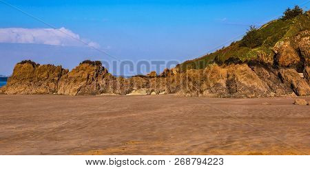 Wild Rocky Beach In Brittany On Armor Coastline.