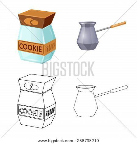 Vector Illustration Of Kitchen And Cook Logo. Set Of Kitchen And Appliance Vector Icon For Stock.