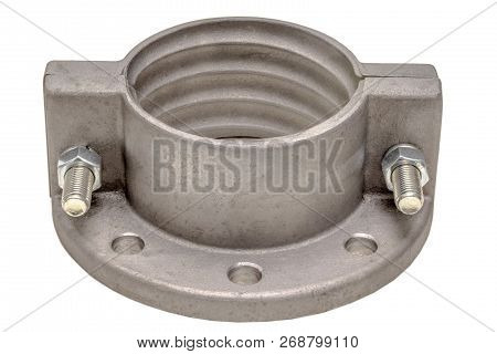 Aluminium Flange Isolate On White. Aluminium Casting Flanges, Oil Or Gas Industry.