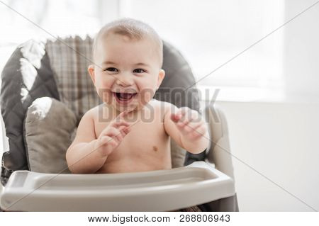 Baby Sit On His Chair Waiting For The Diner