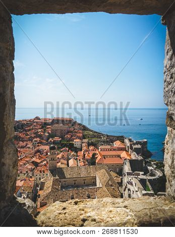 View Of Dubrovnik And The Bay From The City Wall Through A Window