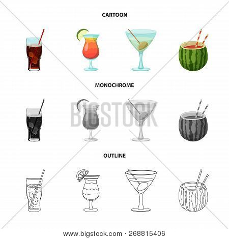 Vector Design Of Drink And Bar Sign. Collection Of Drink And Party Stock Vector Illustration.