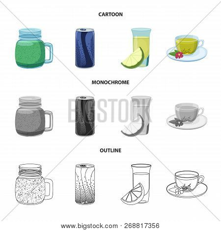 Vector Illustration Of Drink And Bar Symbol. Set Of Drink And Party Vector Icon For Stock.