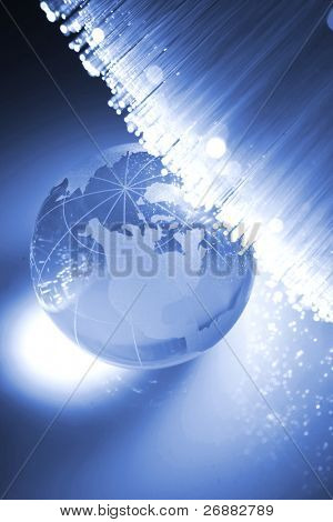 Fiber optisk baggrund med masser af lys steder