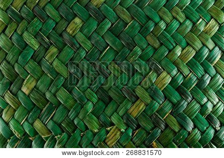 Green Vimini Bamboo Weaving Texture Background Pattern