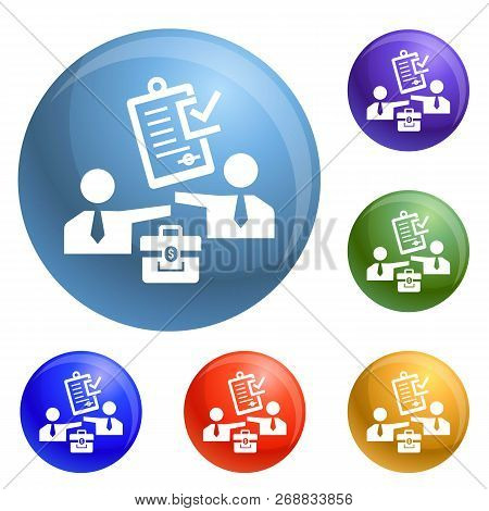 Approved Bribery Paper Icons Set Vector 6 Color Isolated On White Background
