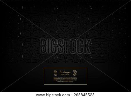 Arabesque Dark Abstract Element Gold Background Border Vector Design