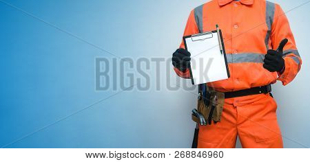 Building Contract. Fix List. To Do List Template. Builder Worker Is Showing A Blank Page Document In