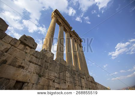 Roman Ruins Of Ancient Heliopolis. Baalbek, Bekaa Valley, Lebanon.