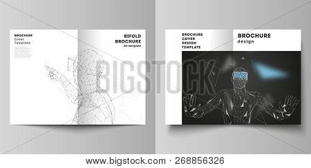 The Vector Layout Of Two A4 Format Cover Mockups Design Templates For Bifold Brochure, Magazine, Fly