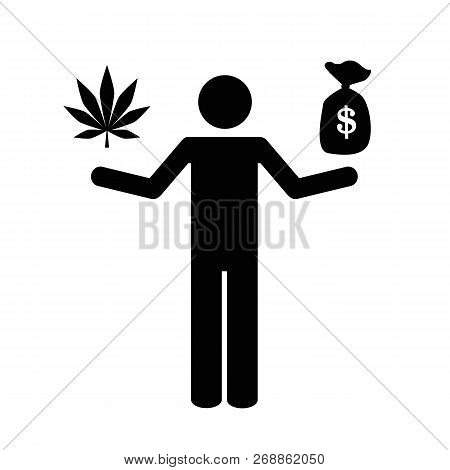 Person Makes Money With Cannabis Pictogram Vector Illustration Eps10