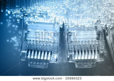 Fiber optics achtergrond met veel licht vlekken