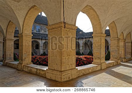 Cremieu, France, October 19, 2018 : Cloister Of Convent Of Augustins. The City Has A Long And Import
