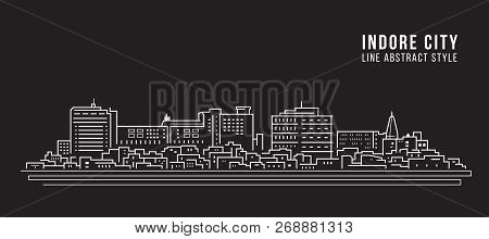 Cityscape Building Line Art Vector Illustration Design - Indore City