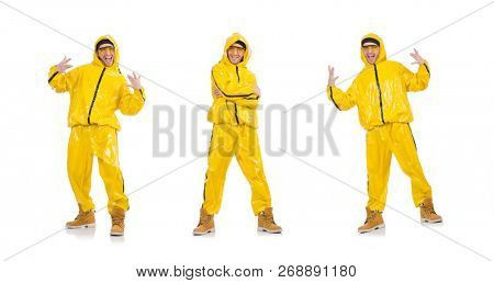 Young rap performancer isolated on white
