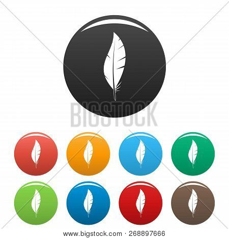 Abstract Feather Icons Set 9 Color Vector Isolated On White For Any Design