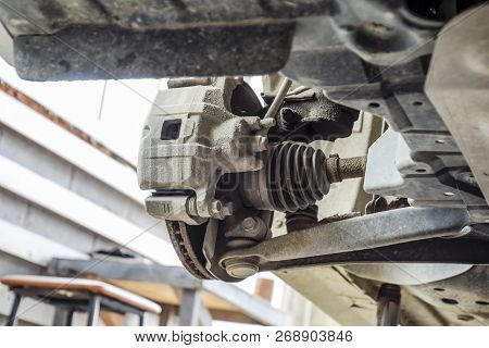 Forged Car For A Hundred. Car Repair. Car View From Below.