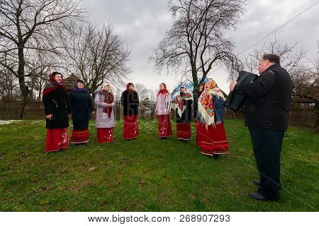 Uzhgorod, Ukraine - Jan 13, 2018: Vasylya Festival Celebrating In Museum Of Folk Architecture And Li