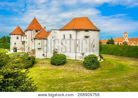 Scenic View At Old Medieval Landmark In Varazdin Town, Famous Travel Places In Croatia.