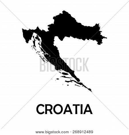 Black Map Croatia. White Background Vector. Web Background.