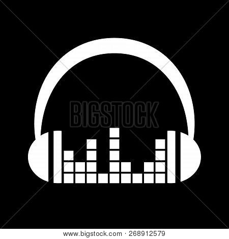 Headphone Icon. Headphones With Sound Wave Icon Isolated, Minimal Design. Vector Illustration