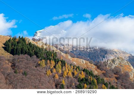 Italian Alps Near Bergamo Valley Brembana, Pizzo Dei Tre Lords In Autumn