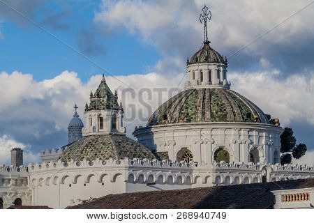 Cupola Of La Compania De Jesus Church In Old Town Of Quito, Ecuador