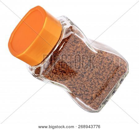 Jar Of Instant Coffee Isolated At Dry Sunny Summer Day