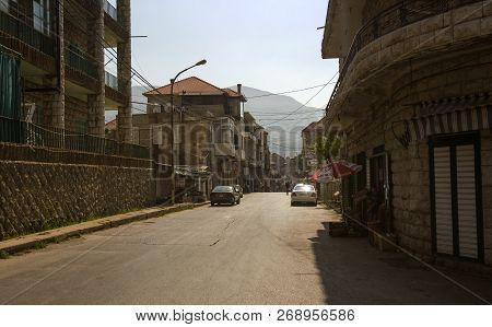 Bcharre, Lebanon - September 05, 2015: Traditional Street View Of The City In Bekaa Valley, Lebanon.