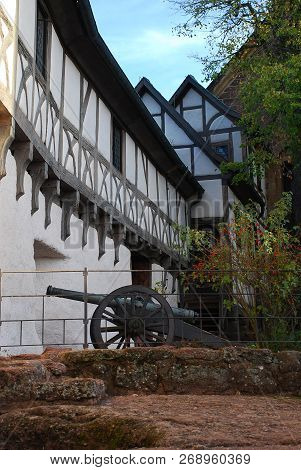 Wartburg Castle Near Eisenach: Inner Courtyard, Thuringia, Germany, Europe. The Wartburg Was The Pla