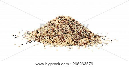 Pile Of Mixed Quinoa Seeds On White Background