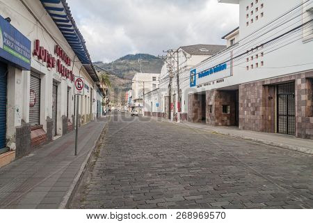 Ibarra, Ecuador - June 28, 2015: Street In The Center Of Ibarra Town Called White City , Ecuador