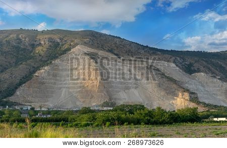 Mountain Quarry. Extraction Of Natural Resources. Harm To The Environment.