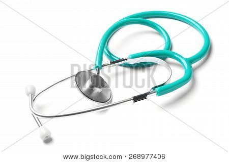 Stethoscope For Checking Pulse On White Background
