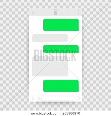 Chat Interface Application With Dialogue Window. Clean Mobile Ui Design Concept. Sms Messenger. Vect