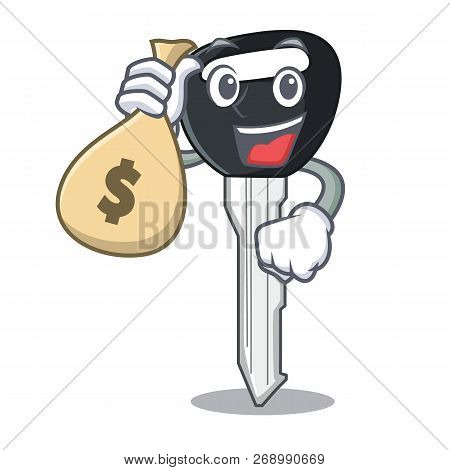 With Money Bag Car Keys Cartoon Isolatedon On Shape