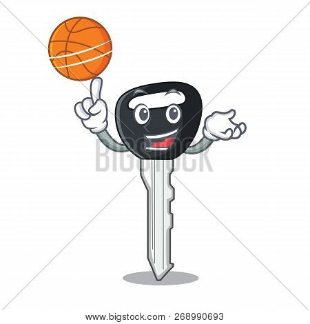 With Basketball Car Keys Cartoon Isolatedon On Shape