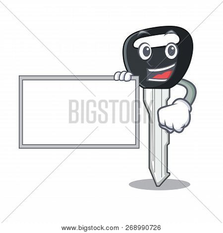 With Board Car Keys Cartoon Isolatedon On Shape