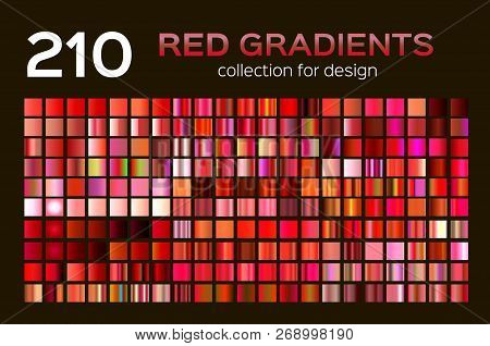 Mega Set Of 210 Red Metal Gradients. Magenta Backgrounds Collection, Metal Gradients, Swatches. Diff