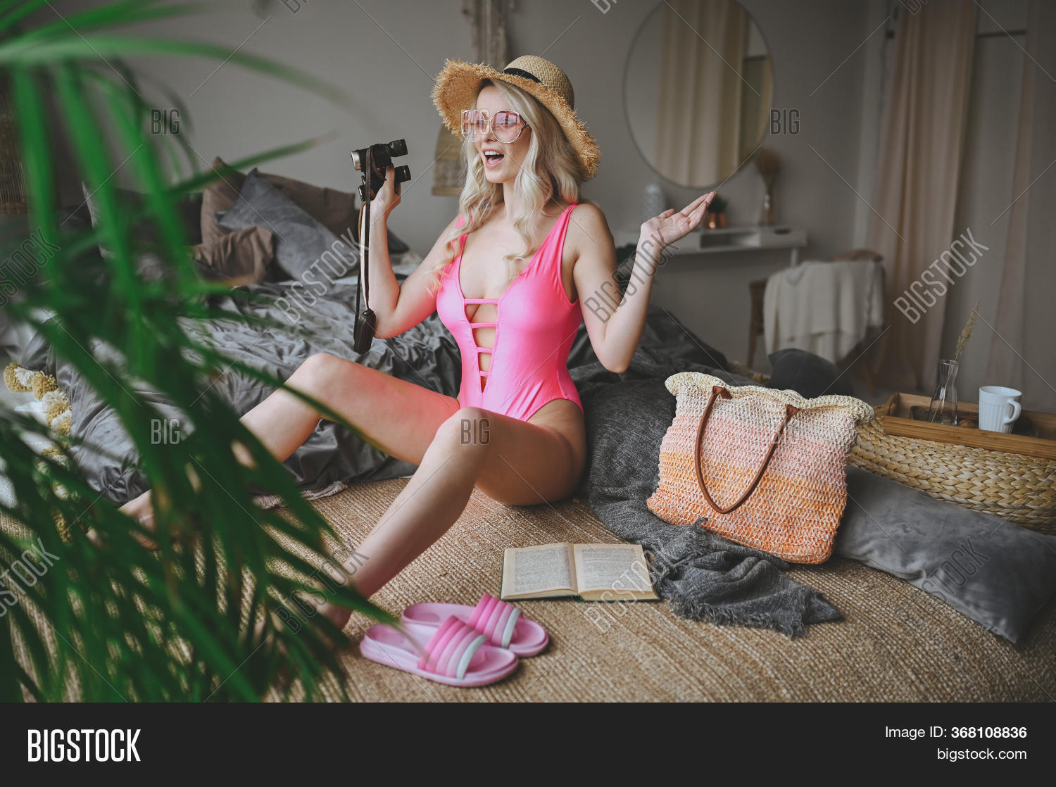 Sexy Blonde Woman Pink Image and Photo