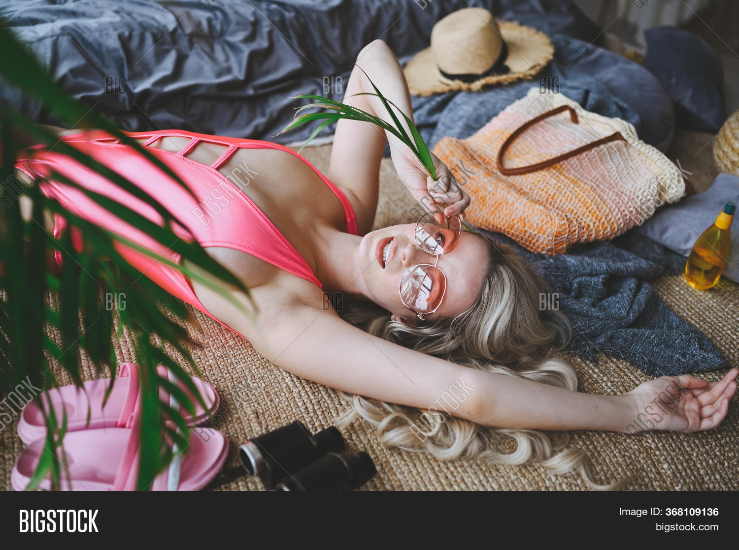 Sexy Blonde Woman Pink Image and Photo