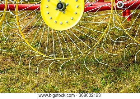 Tractor With Rotary Rake, Agriculture Machine