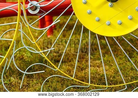 Tractor With Rotary Rake, Agriculture Machine