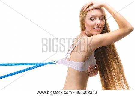 Woman Wearing Too Big Bra, Loose Band