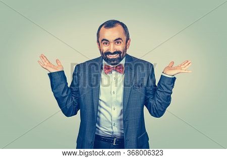 Young Handsome Man Smiling Showing Both Hands Open Palms, Businessman Wearing Formal White Shirt And