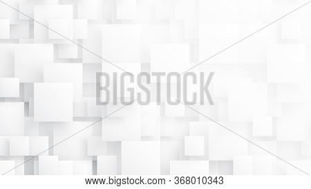 Rendered 3d Different Size Squares Technology Minimalist White Conceptual Abstract Background. Tech 