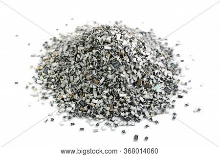 Electronic Components In Bulk. Texture Of Chip Resistors