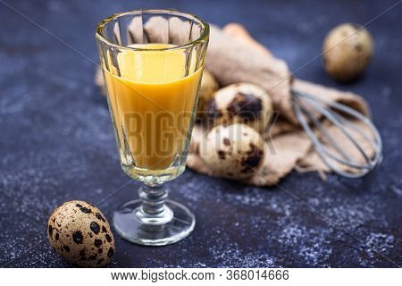 Glass Of Egg Liquor And Quail Eggs