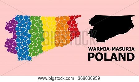 Rainbow Colored Mosaic Vector Map Of Warmia-masuria Province For Lgbt, And Black Version. Geographic